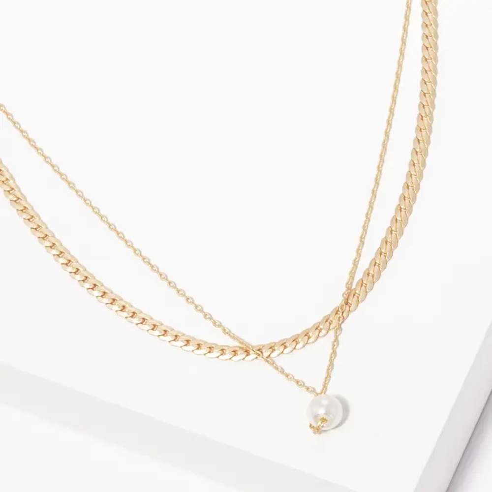 Glass Pearl Layered Necklace